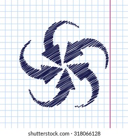 Vector hand drawn circle round arrows for business, diagram on copybook 