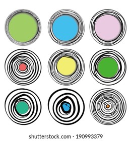 Vetor : círculos desenhados à mão, elementos de desenho