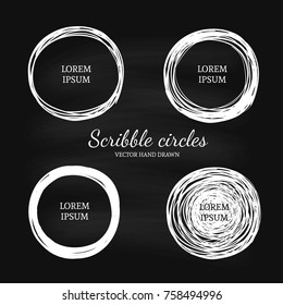 Vector hand drawn circles. Modern scribble elements for logo design. Sketch doodle style