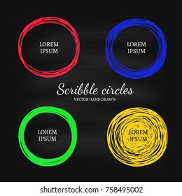 Vector hand drawn circles. Modern scribble elements for logo design. Sketch doodle style