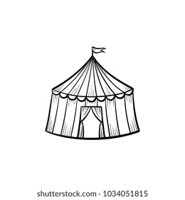 Vector hand drawn circus tent outline doodle icon. Marquee sketch illustration for print, web, mobile and infographics isolated on white background.