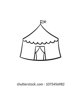 Vector hand drawn Circus tent outline doodle icon. Marquee sketch illustration for print, web, mobile and infographics isolated on white background.