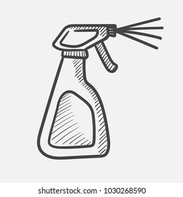 Vector Hand Drawn Cleaning Spray Bottle Outline Doodle Icon. Cleaning Spray Bottle Sketch Illustration For Print, Web, Mobile And Infographics Isolated On White Background.