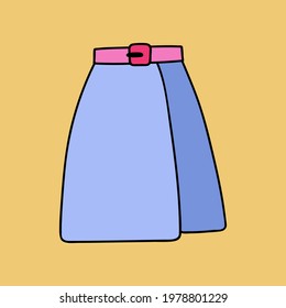 Vector hand drawn clipart of summer clothes for the hot days, holiday, vacation in the city, town and by the beach. Stylized illustration with hand drawn outline isolated on background.
