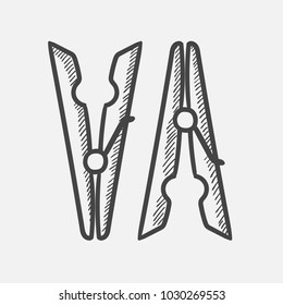 Vector hand drawn Clothespins outline doodle icon. Clothespins sketch illustration for print, web, mobile and infographics isolated on white background.