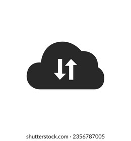 Vector hand drawn cloud icon with upside down arrow illustration
