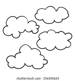 vector hand drawn clouds on a white background
