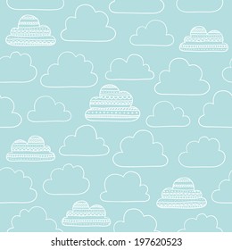 Vector hand drawn cloudy pattern