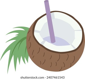 vector hand drawn coconut cocktail