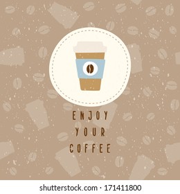 Vector hand drawn coffee greeting card template