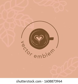 Vector hand drawn coffee latte icon for cafe menu