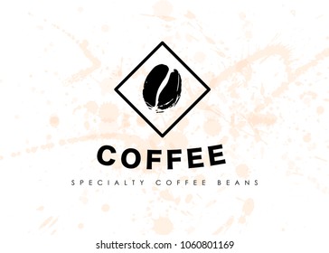 Vector hand drawn coffee logo design elements isolated on textured background. Coffee shop craft emblem, company insignia template, banner, print, etc.