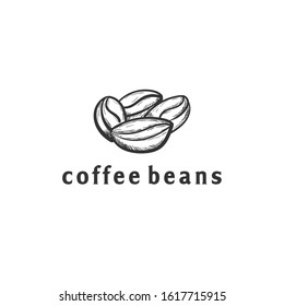 Vector hand drawn coffee logo design elements isolated on textured background. Coffee shop craft emblem, company insignia template, banner, print, etc