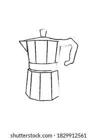 Vector hand drawn coffee maker in vintage engraved style. isolated on white. Sketch stock illustration