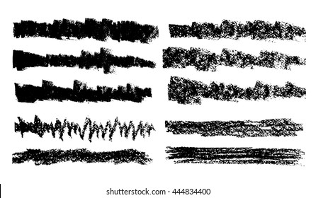 Vector hand drawn collection artistic of charcoal, hatching, grunge textures, unique template background, dust grain, scratches, isolated objects, used for design, photo and scrapbooking.
