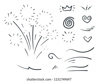 Vector hand drawn collection of curly swishes, swashes, swoops. Calligraphy swirl. Highlight text elements. 