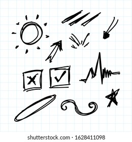 Vector hand drawn collection of curly swishes, swashes, swoops. Calligraphy swirl.