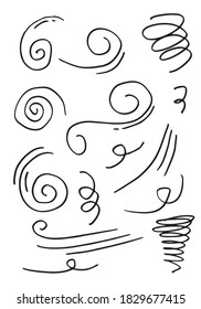 Colección dibujada a mano por vectores de zancos, chispas, cizalladuras. Giro de caligrafía. Resaltar elementos de texto.