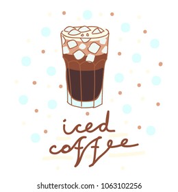 Vector hand drawn collection design concept with tasty coffee cup mug iced coffee