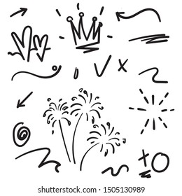 Vector hand drawn collection of design element doodle
