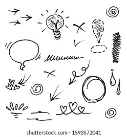 Vector hand drawn collection of design element. Doodle illustration. use for concept design