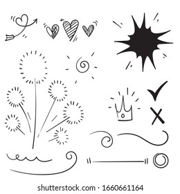 Vector hand drawn collection of design element star doodle