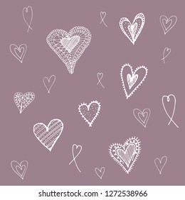 vector hand drawn collection of doodle illustration of love hearts, perfect as a decorative background, wedding invitation, happy valentine's day card, or a seamless colourful texture, in red and pink