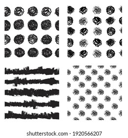Vector hand drawn collection of grunge textures, unique patterns backgrounds, artistic of charcoal, hatching, dust grain, scratches, isolated objects, used for design, photo and scrapbooking.