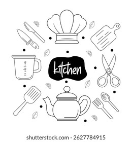 Vector dibujado a mano colección de cocina.