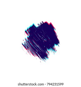 vector hand drawn color anaglif style paint brush smear stroke decorative dirty artistic realistic texture isolated on white background

