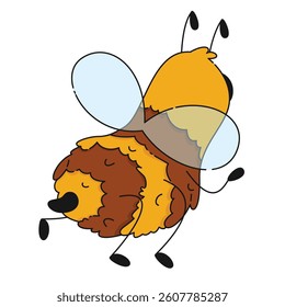 Vector hand drawn color bumblebee bee. Funny cute sweet insect in childish style