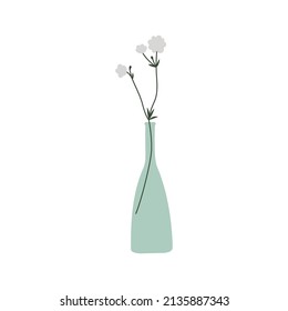 Ilustración de color dibujada a mano de la flor en un jarrón de vidrio