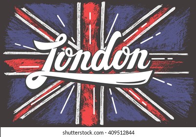 vector hand drawn color UK dirty flag