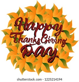 Vector hand drawn colored chalk lettering Thanksgiving day typography poster