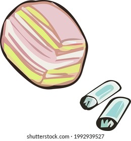 Vector hand drawn colored doodles marshmallows
