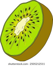 Vector dibujado a mano de color Kiwi o grosella china, o yangtaosign. Fruta exótica tropical