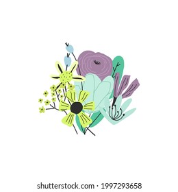 Vektor handgezeichnet bunten Blumen Bouquet. Illustration, Vorlage für lustigen Druck