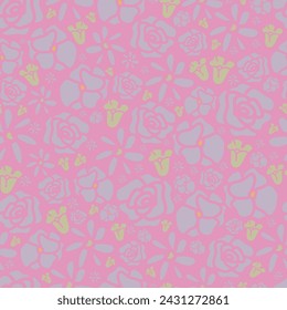 vector hand drawn colorful flowers seamless pattern perfect for wrapping paper, invitations, kitchen tea, paper plates, napkins, stationary, wallpaper, projects, fabric, kitchen apparel and more!
