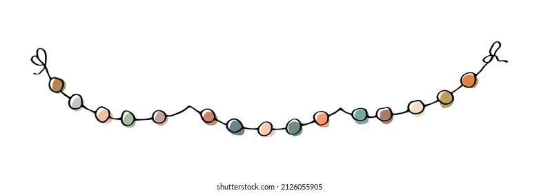 Vector dibujó a mano una colorida bombilla de luz. Ilustración de doodle lindo aislada en fondo blanco. Clipart de celebración para tarjetas de felicitación, impresión, web, diseño, decoración.
