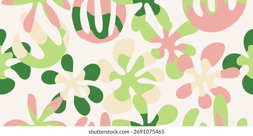 Vetor Mão desenhou flores coloridas, padrões sem costura com floral, botânico para tecido, têxteis, roupas, papel de embrulho, pano de fundo, banner, ilustração, fundos abstratos.
