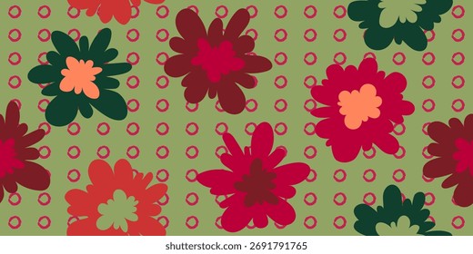 Vector Hand drawn colourful flowers, seamless patterns with floral, botanical for fabric, textiles, clothing, wrapping paper, backdrop, banner, illustration, abstract backgrounds.
