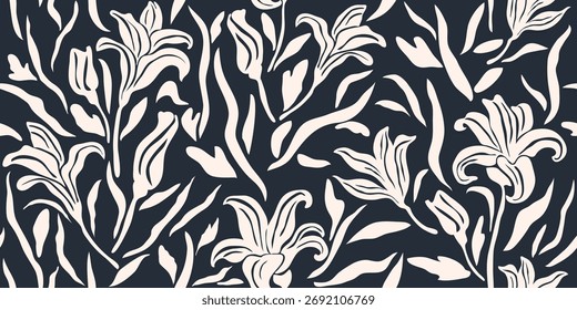 Vector Dibujado a mano flores de colores, patrones sin fisuras con flores, botánico para la tela, textiles, ropa, papel de regalo, telón de fondo, Anuncio, ilustración, fondos abstractos.
