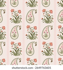 Vector Hand drawn colourful geometric flowers, seamless patterns with floral for fabric, textiles, clothing, wrapping paper, backdrop, banner, illustration, abstract backgrounds.
