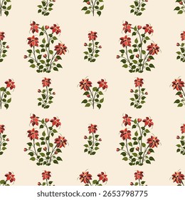 Vector Dibujado a mano flores geométricas coloridas, patrones sin costuras con flores para la tela, textiles, ropa, papel de regalo, telón de fondo, Anuncio, ilustración, fondos abstractos.
