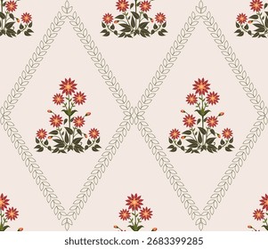 Vector Dibujado a mano de flores geométricas coloridas Motivos boho africano paisley, patrones sin costuras con tela floral para el patrón étnico indio, textiles, ropa, papel de embalaje, telón de fondo, Anuncio.
