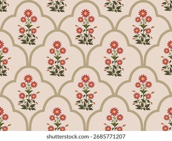 Vector Hand drawn colourful geometric flowers Motifs African boho paisley, seamless patterns with floral for fabric Ethnic Indian Pattern, textiles, clothing, wrapping paper, backdrop, banner.
