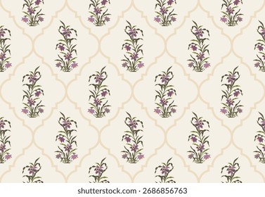Vector Dibujado a mano flores geométricas coloridas, patrones sin costuras con flores para la tela, textiles, ropa, papel de regalo, telón de fondo, Anuncio, ilustración, fondos abstractos.
