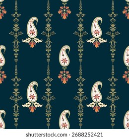 Vector Hand drawn colourful geometric flowers Motifs African boho paisley, seamless patterns with floral for fabric Ethnic Indian Pattern, textiles, clothing, wrapping paper, backdrop, banner.
