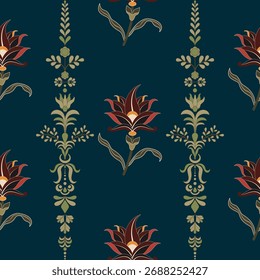 Vector Dibujado a mano de flores geométricas coloridas Motivos boho africano paisley, patrones sin costuras con tela floral para el patrón étnico indio, textiles, ropa, papel de embalaje, telón de fondo, Anuncio.
