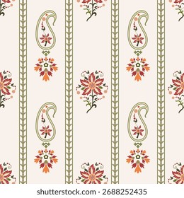 Vector Dibujado a mano de flores geométricas coloridas Motivos boho africano paisley, patrones sin costuras con tela floral para el patrón étnico indio, textiles, ropa, papel de embalaje, telón de fondo, Anuncio.
